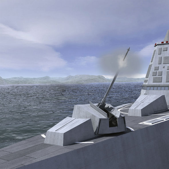 图文:美海军计划为DD-21战舰配备155远程火炮