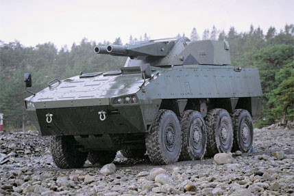 芬兰首批2门AMOS双管先进迫击炮系统下线(图)