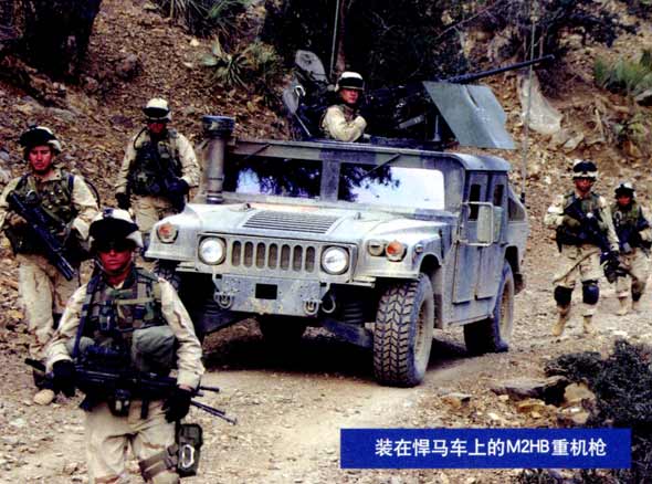 图文：悍马车载人员操纵M2HB式重机枪